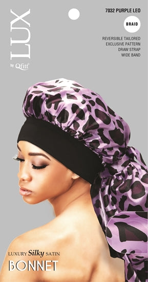 Luxury Silky Satin Braid Bonnet (Purple Leo)