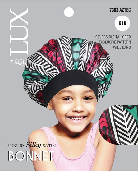 Kids Luxury Silky Satin Bonnet (Afro Aztec)